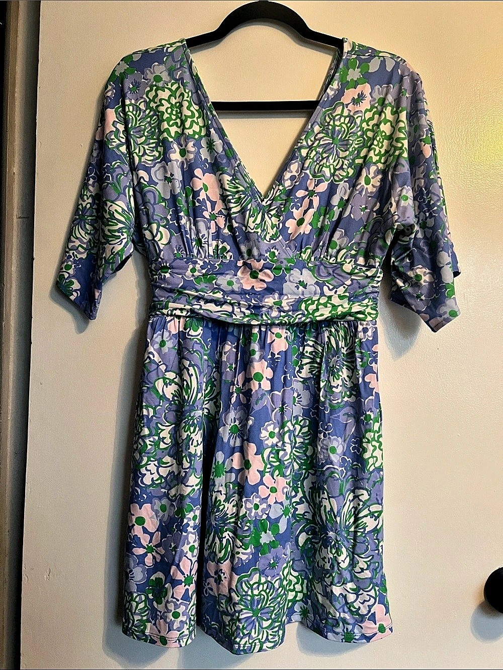 Lilly Pulitzer Park N' Chort Romper Floral Midi Romper purple& Green Size small